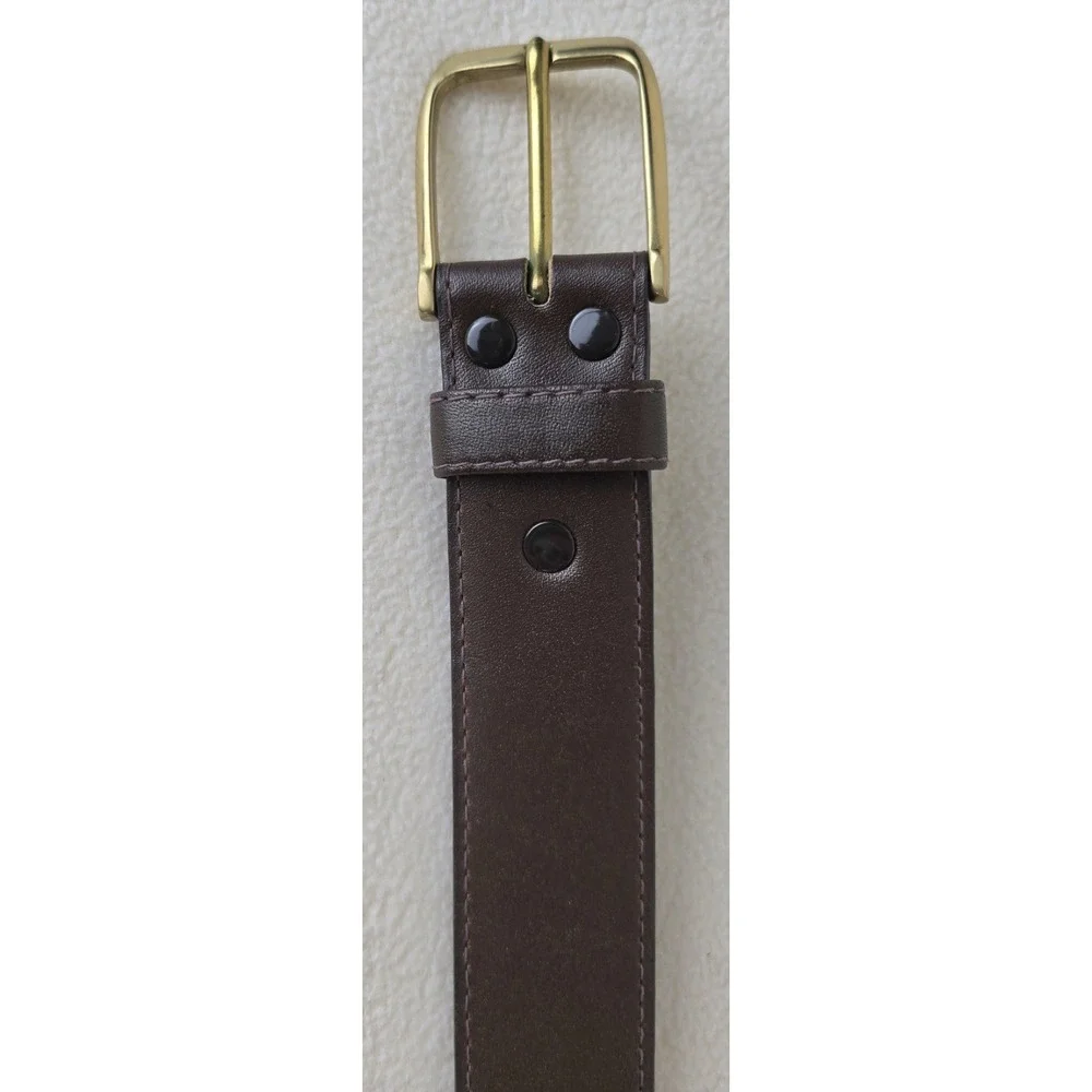 Vintage Lejon Belt Mens Sz 38 Brown Glove Leather Dress Formal Gold Buckle #6142